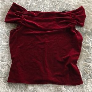 JS Boutique Soft deep red off the shoulder top